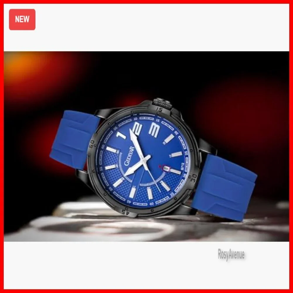 Men's Military Analog Quartz Watch with Silicone Strap Waterproof Large Face
